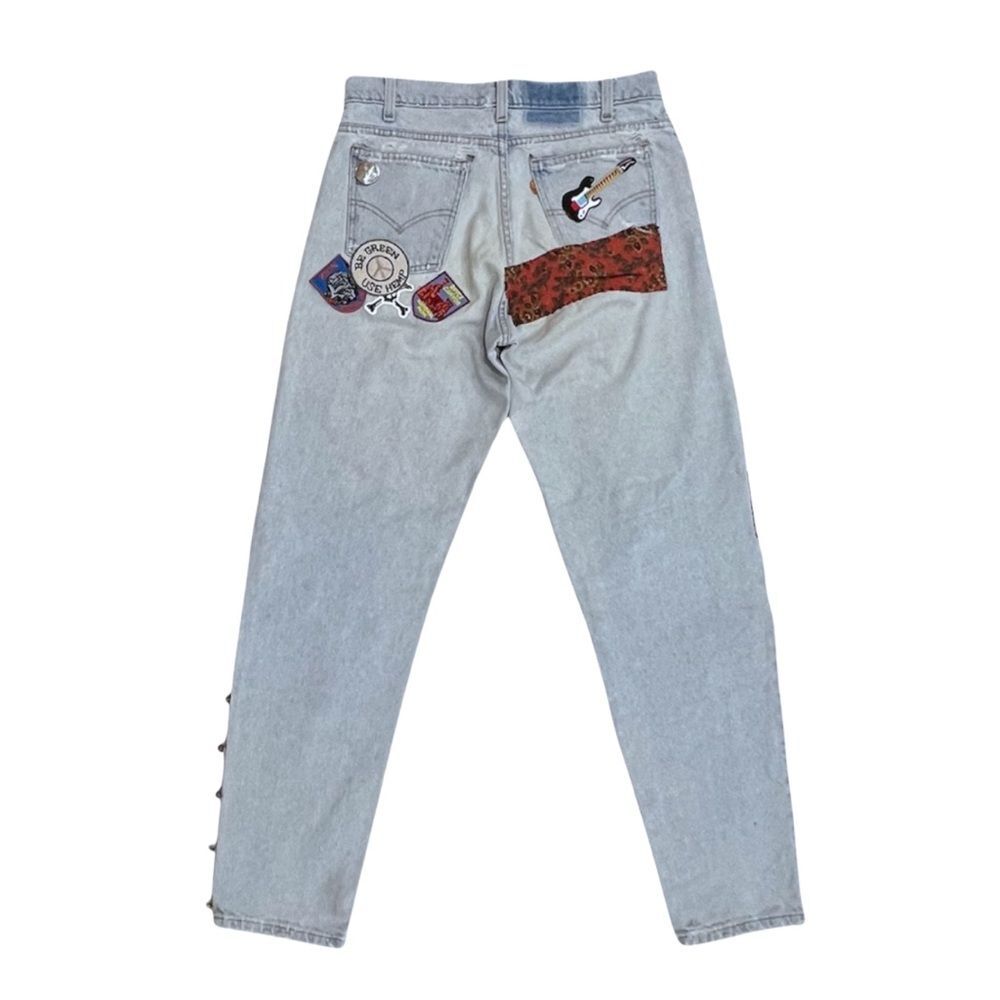 Vintage 90s Levi’s Orange Tab Patchwork Traveling Pants Size 32x34 - Picture 2 of 16